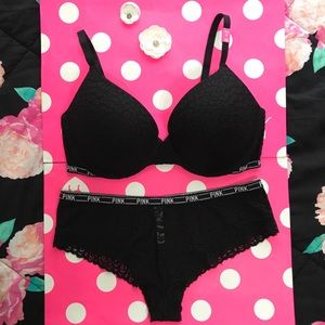 VS PINK cheetah lace logo 36D & MED